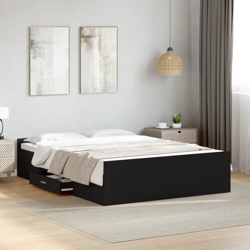 Furnova Posteljni okvir s predali črn 135x190 cm inženirski les, (21939728) Slike