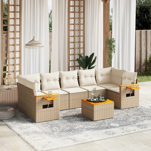 vidaXL 8-dijelni set vrtnih sofa od poliratana s jastucima bež Cijene