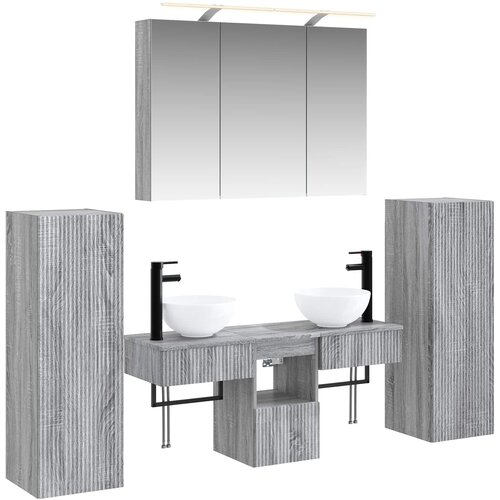 vidaXL Komplet pohištva za kopalnico 6 pcs Siva Sonoma, (5000245201) Cene