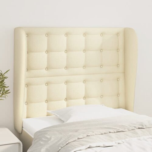  Uzglavlje s u&amp;scaron;ima krem 103x23x118/128 cm od umjetne kože Slike