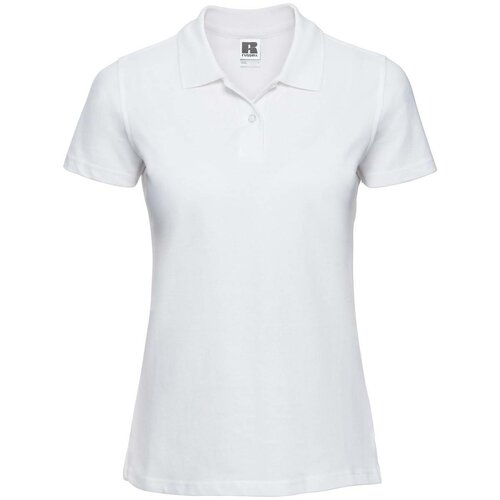 RUSSELL White Women's Polo Shirt 100% Cotton Cene