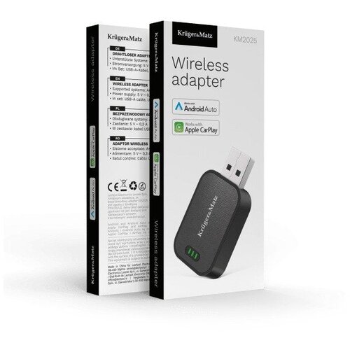  Kruger&amp;amp;Matz KM2025 &amp;ndash; Brezžični adapter za Apple CarPlay in Android Auto, Bluetooth, Wi-Fi, USB-A/USB-C Slike