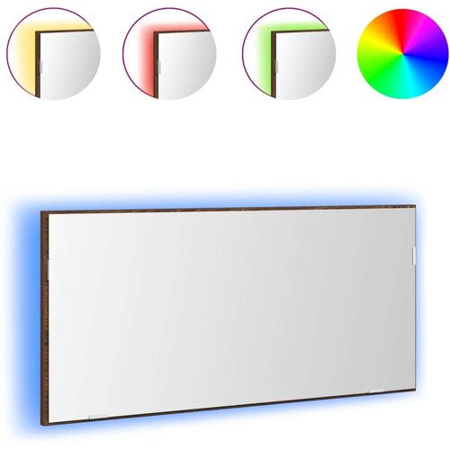  Ogledalo s ormarićem za kupaonicu s LED svjetlom smeđi hrast 80x37 cm Slike