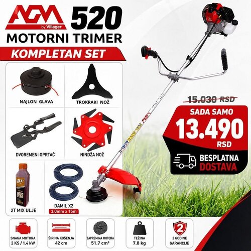 AGM motorni trimer 2KS 52cc 520 - set Slike