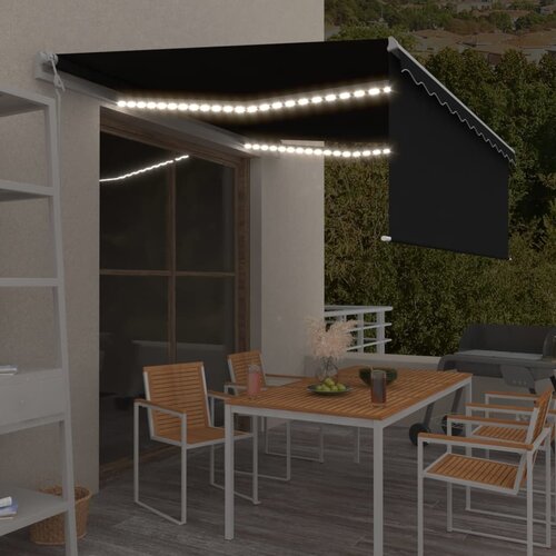 VidaXL Automatska tenda s roletom i senzorom LED 4 x 3 m antracit Slike