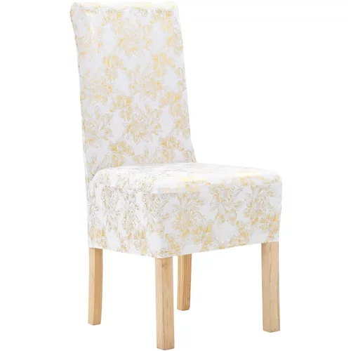  Navlake za stolice 6 kom rastezljive bijele sa zlatnim uzorkom