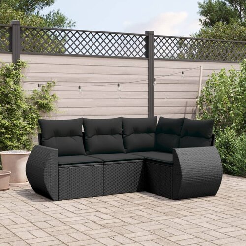 vidaXL 4-dijelni set vrtnih sofa od poliratana s jastucima crni Cijene