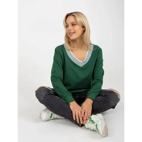 Fashion Hunters Women's dark green blouse with long sleeves
