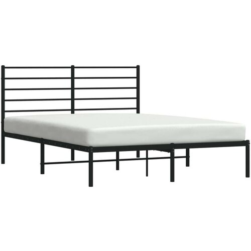 VidaXL Metalni okvir za krevet s uzglavljem crni 150x200 cm Slike
