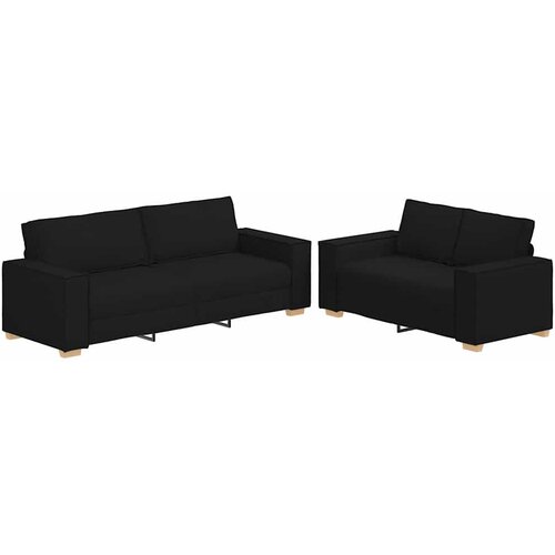  Dvodijelni set sofa s jastucima, crna tkanina Slike