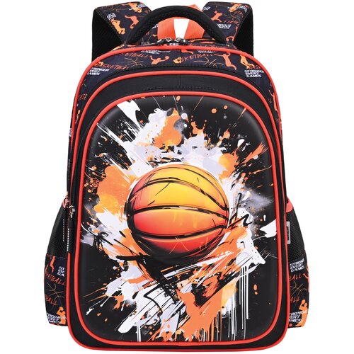 Scool ranac sa ojačanim leđima 3D Eva Basketball SC2997, 42x30x22cm, Crno-narandžasti Slike