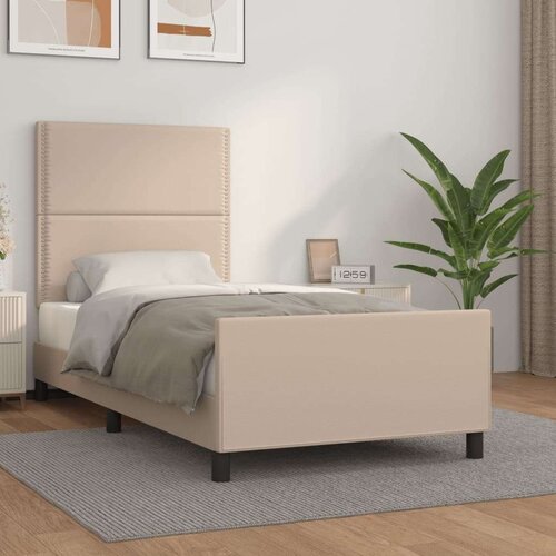  Posteljni okvir z vzglavjem kapučino 90x200 cm umetno usnje, (20906724) Slike