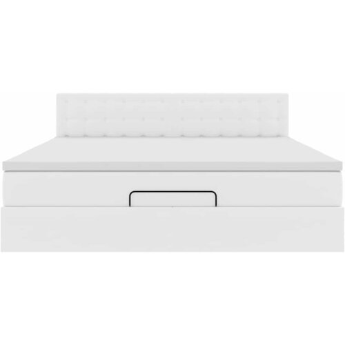  Otomanski krevet s madracima i LED 180x200 cm umjetna koža Bijela 180 x 200 cm Slike