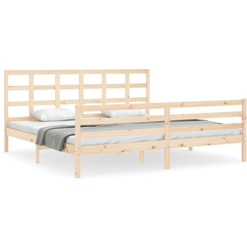 VidaXL Posteljni okvir z vzglavjem 200x200 cm trden les, (20736042) Slike