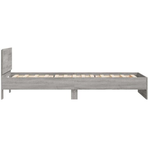 vidaXL Posteljni okvir z vzglavjem siva sonoma 100x200 cm inž. les Cene