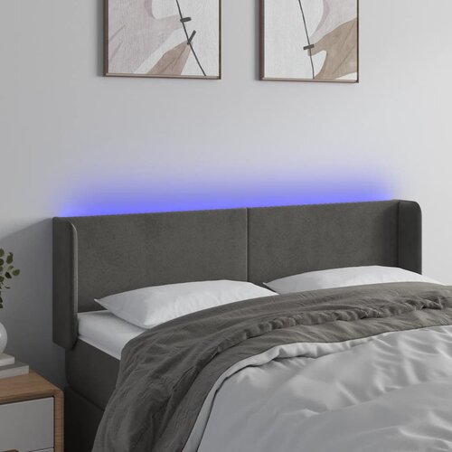 vidaXL LED uzglavlje tamnosivo 147x16x78/88 cm baršunasto Cijene