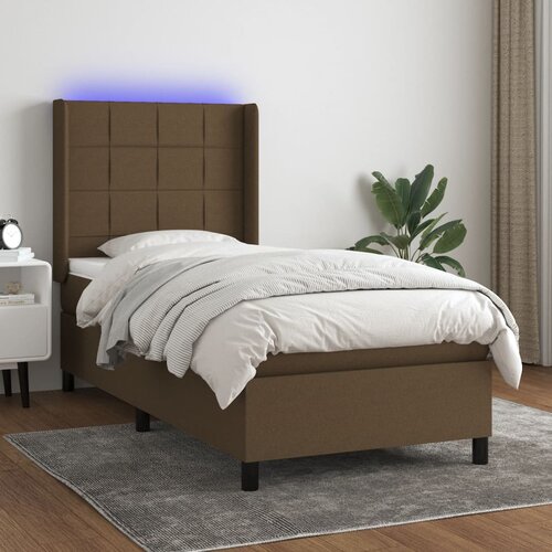  box spring s madracem LED tamnosmeđi 90x190 cm tkanina Cijene