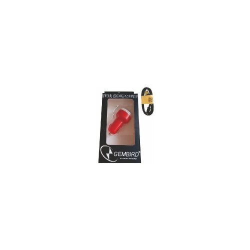 Gembird C04 RED AUTO punjac za telefone i tablete 5v 2.1A+1A dual USB with light + micro 1M auto punjač Slike
