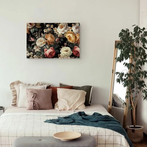  Slika - Colourful flowers on a black background 60x40 Cene