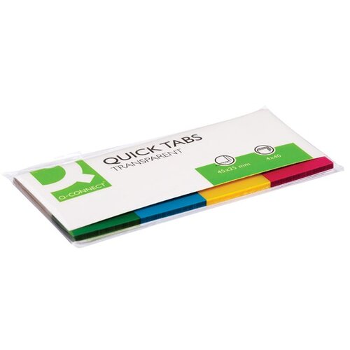 Q-Connect Post-it označevalci Quick tabs transparent barvni rob 45x25 ,4 x 40l KF01225, (20377655) Cene