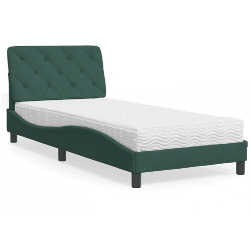 VidaXL Postelja z vzmetnico temno zelena 80x200 cm žamet Slike