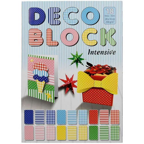  Risalni blok Deco Block, 250 g, dvostranski, 18 barvnih listov