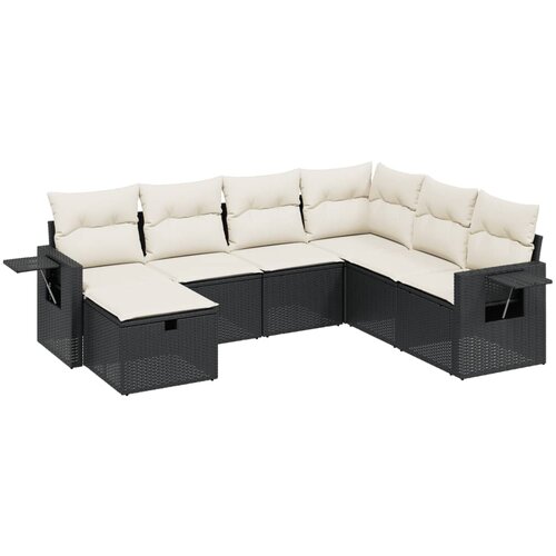 Maison Chic Seti vrtnega pohištva - Vrtna garnitura - Vrtni pohištvo set 7-delna z blazinami črn poli ratan, (21802530) Cene