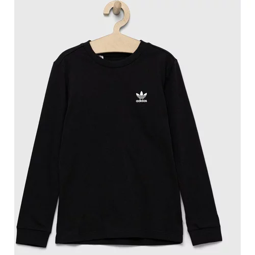 Adidas Otroška bombažna majica z dolgimi rokavi črna barva