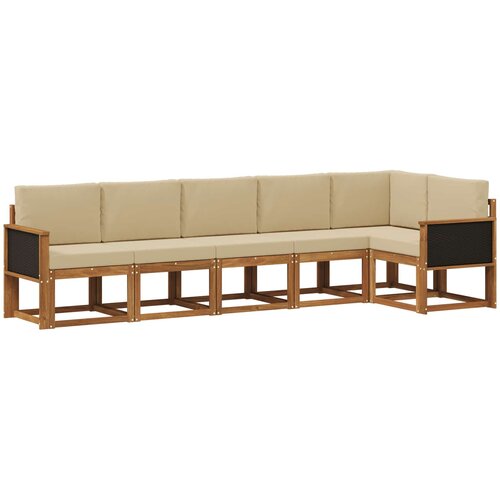 vidaXL Zunanja garnitura za sedenje 6 pcs Naravna in bež Poliester, (5000281822) Cene