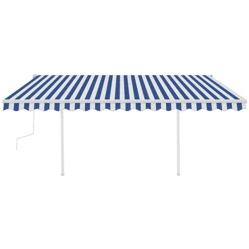 vidaXL Ročno zložljiva tenda s stebrički 4,5x3 m modra in bela Cene