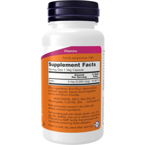 Now Foods biotin 5000 mcg &amp;ndash; podr&amp;scaron;ka energiji i imunolo&amp;scaron;kom sistemu 60 kapsula Slike