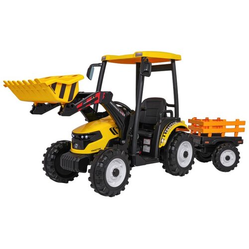  Dječji traktor na akumulator MEGA D68 s prikolicom, žuti Slike