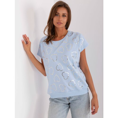 Fashion Hunters Light blue blouse with heart print Slike