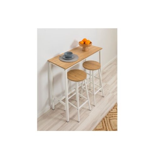 Hanah home mola set 100 - karina white white bar table & stool set (3 pieces) Cene