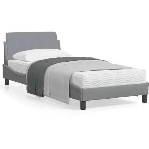 vidaXL Okvir za krevet s uzglavljem svjetlosivi 90x200 cm od tkanine