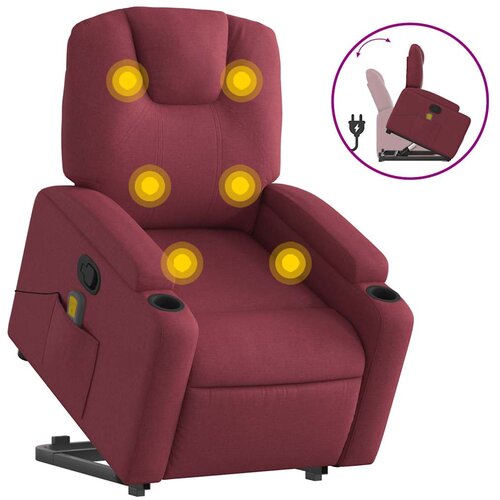 Maison Chic masažni naslanjač - Relax naslanjač s funkcijo vstajanja vinsko rdeče blago, (22062322) Cene