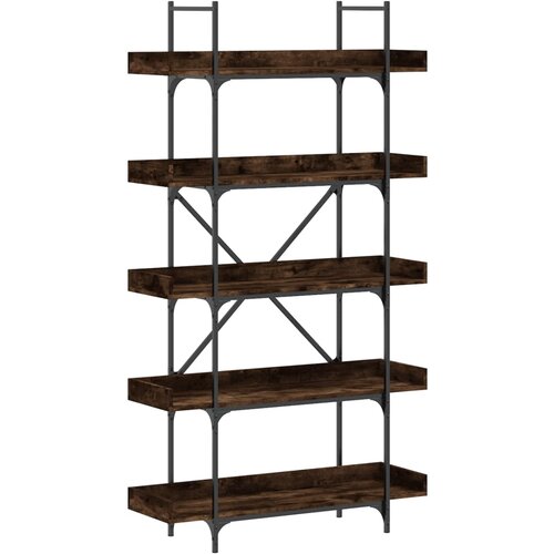 Maison Chic Knjižna omara - Knjižni regal 5-nadstropna dimljen hrast 100x33x180,5cm in. les, (21724791) Slike
