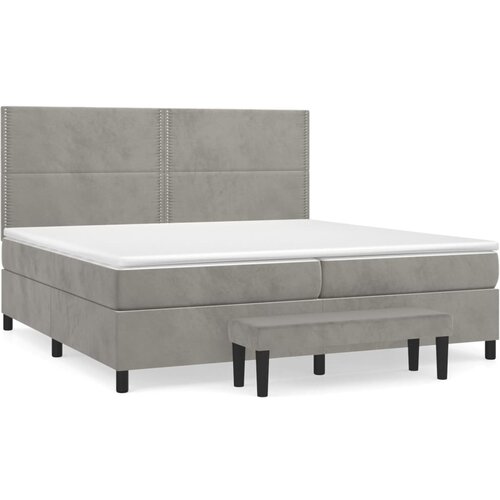 Maison Chic Box spring postelja - Vzmetna postelja z vzmetnico svetlo siva 200x200 cm žamet SL20677, (21893341) Cene