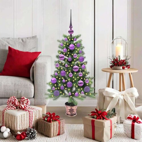 vidaXL Božično drevo med 150 LED z stojalom Zelena 90 cm PE Cene