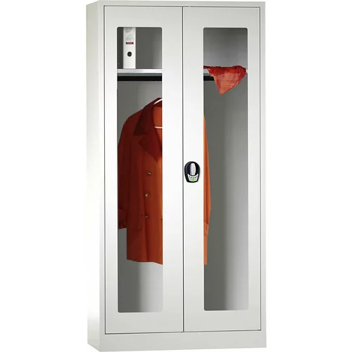 Wolf Garderobna omara s krilnimi vrati in elektronsko ključavnico, vrata s šipo, svetlo sive / svetlo sive barve