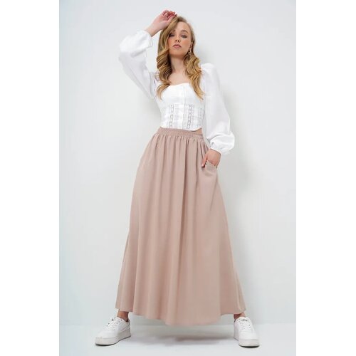 Trend Alacati Stili Ženska suknja Alc-X13876, Maxi, Bež Cene