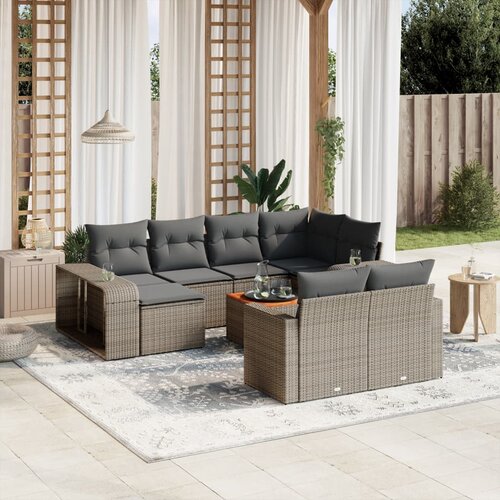 vidaXL 11-dijelni set vrtnih sofa od poliratana s jastucima sivi Cijene