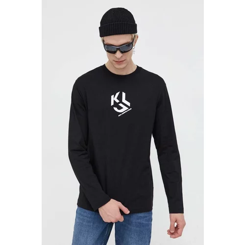 KARL LAGERFELD JEANS Bombažna majica z dolgimi rokavi črna barva