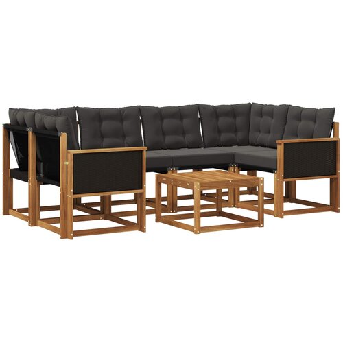 vidaXL Zunanja garnitura za sedenje z blazino 7 pcs Naravna in črna, (5000273151) Cene
