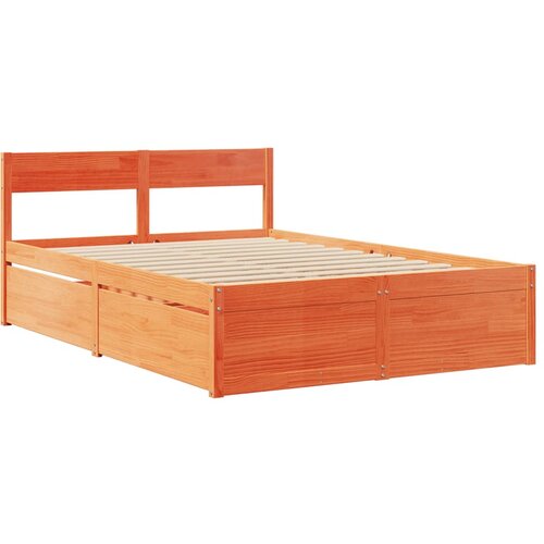 VidaXL Okvir kreveta s ladicama 135 x 190 cm od masivne borovine Slike
