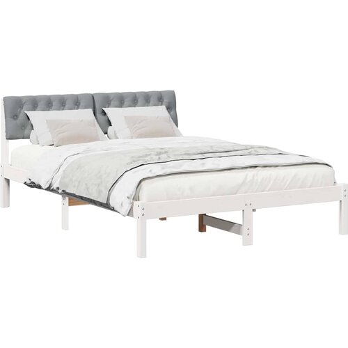  Okvir kreveta s uzglavljem Bijela i svijetlosiva 120 x 200 cm Slike