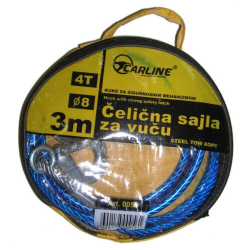  Auto čelična sajla od 3,5m za vuču 4000kg sa čeličnim sigurnosnim kukama carline 700056 ( 3233 ) Cene