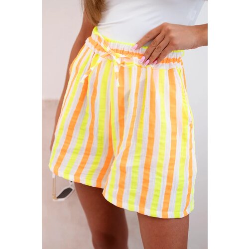 Kesi Włoski Women's cotton shorts striped yellow neon Cijene