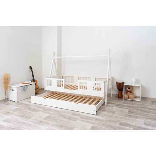 Molarem Home Drveni dječji krevet Luna Tipi - bijeli - 180x90 cm - Dodatni krevet Slike