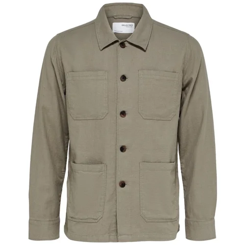 Selected Brody Linen Shirt - Vetiver Zelena